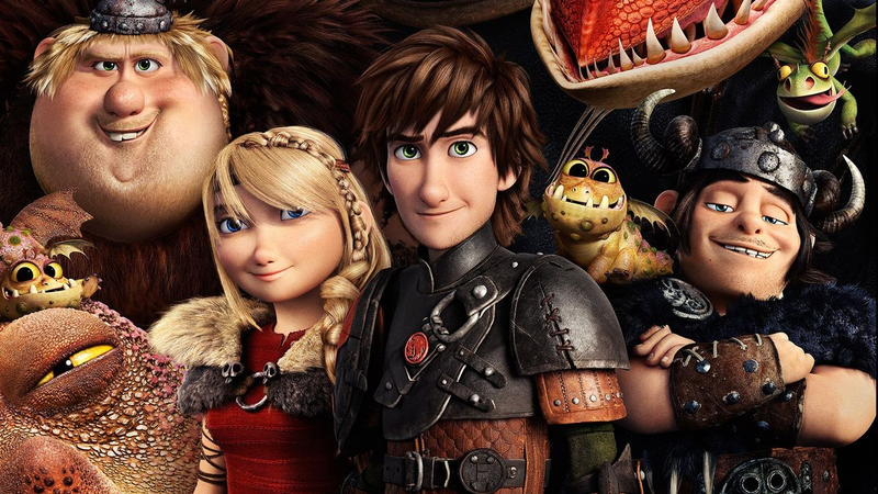 Hiccup and Astrid with a few friends